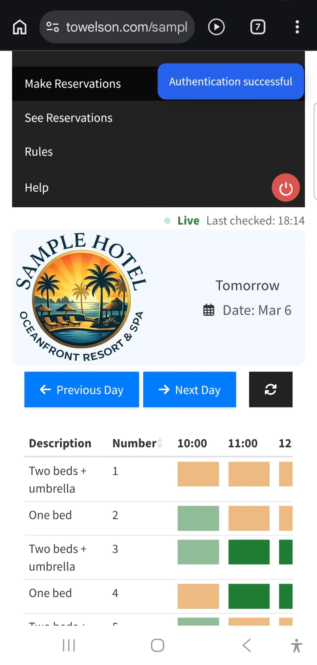 El huésped elige una franja
